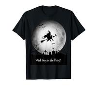Witch Way to The Party Halloween | Maglietta Spooky Flying Witch Maglietta