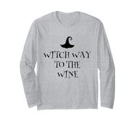 Witch Way To The Wine Funny Wine Bere Halloween Lover Maglia a Manica