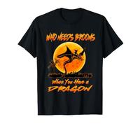 Witch Who Needs Brooms When You Have A Dragon Halloween Maglietta
