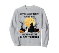 Witch Wine And Rat Terrier Dog Mom Funny Halloween Costume Felpa