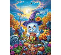 Witch with A Pumpkin in A Flower Garden Puzzle 1000 Pezzi Rompicapo Per Serate Solitarie Science Fiction Magical Dream Attività Rilassante Per Momenti Di Pace Antistress Naturale Regalo Per Tutti 1000