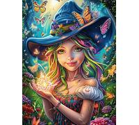Witch with Rainbow Hair Holding Magical Light Puzzle 1000 Pezzi Serate In Casa Con Amici Science Fiction Magical Dream Giochi Da Tavolo Per Gruppo Divertimento E Convivialità Regalo Per Amici E Parent
