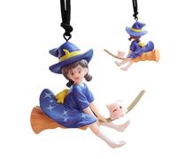 witchCar Ornamento - WitchGirl - Ciondolo a forma di scopa, facile installazione Spooky Halloween decorazione | Accessori per auto magici specchietto retrovisore, decorazione strega per veicoli