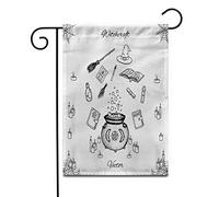 Witchcraft Includes Potions Herbs Books Witches Hat And Broom Flag Durevole Bandiere Robuste Bandiera Per Casa Interno Portico 30X45Cm