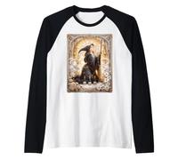 Witchcraft Wicca Coquette Penatgram Scopa Cappello Stelle Teschi Maglia con Maniche Raglan