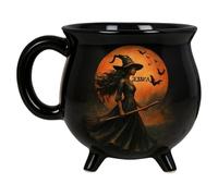 Witches Brew Calderone Tazza nera 350 ml, tazza da latte in ceramica con gatto - Tazza decorativa per tè gotico per amici, famiglia, Halloween, riunioni, casa, notte spettrale, eventi spettrali