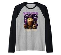 Witches Brew Coffee Club - Cappello da Strega per Halloween, Motivo: Latte Maglia con Maniche Raglan