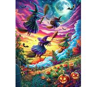 Witches Flying Over A Pumpkin Patch Puzzle 1000 Pezzi Rompicapo Per Team Building Science Fiction Magical Dream Attività Di Gruppo Collaborazione E Divertimento Regalo Festa Aziendale 1000 PCS