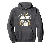 Witches Get Stuff Done Magica Motivazione al Chiaro di Luna Felpa con Cappuccio, Unisex per Adulti, Grigio Scuro, XXL