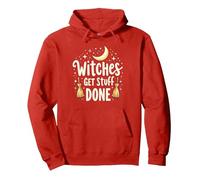 Witches Get Stuff Done Magica Motivazione al Chiaro di Luna Felpa con Cappuccio, Unisex per Adulti, Rosso, M