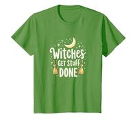 Witches Get Stuff Done Magica Motivazione al Chiaro di Luna Maglietta, Bambini, Erba, 3 Anni