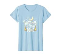 Witches Get Stuff Done Magica Motivazione al Chiaro di Luna Maglietta, Donna, Celeste, L