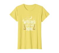 Witches Get Stuff Done Magica Motivazione al Chiaro di Luna Maglietta, Donna, Limone, L