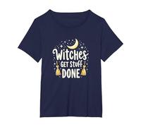Witches Get Stuff Done Magica Motivazione al Chiaro di Luna Maglietta, Donna Plus-Size, Navy, 5X