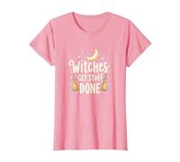 Witches Get Stuff Done Magica Motivazione al Chiaro di Luna Maglietta, Donna, Rosa, S