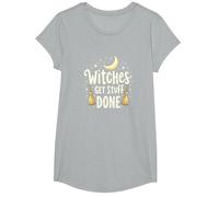 Witches Get Stuff Done Magica Motivazione al Chiaro di Luna Maglietta, Ragazze, Grigio Melange, L