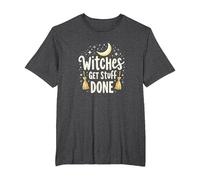 Witches Get Stuff Done Magica Motivazione al Chiaro di Luna Maglietta, Uomo Taglie Grandi, Grigio Scuro, 3X Tall