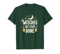 Witches Get Stuff Done Magica Motivazione al Chiaro di Luna Maglietta, Uomo, Verde Foresta, 3XL