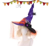 Witches Hat - Puntato pizzo Costume, Gothic Cosplay Accessory | Halloween Spider Witch Headwear Decoration, Elegant Witchy Cone Cap With Veil For Prom Party Masquerade Holiday Event Celebration