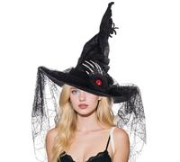 Witches Hat - Puntato pizzo Costume, Gothic Cosplay Accessory | Halloween Spider Witch Headwear Decoration, Elegant Witchy Cone Cap With Veil For Prom Party Masquerade Holiday Event Celebration