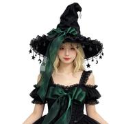 Witches Hat - Wide Brim Gothic Bow Halloween Costume Hat For Cosplay | Wide Brim Witch Hat Completes Halloween Costumes, Cosplay Outfits, Stage Performances, And Masquerade Events