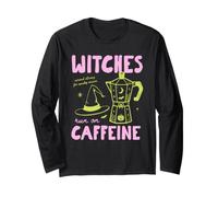 Witches Run On Caffeine Halloween Coffee Lover Fall Autumn Maglia a Manica