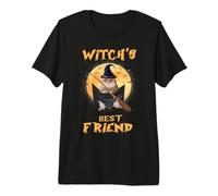 Witch's Best Friend Halloween Golden British Cat Witch Maglietta Premium
