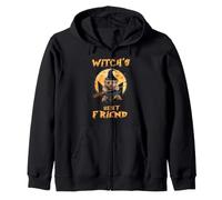 Witch's Best Friend Halloween Poodle Dog Witch in Pocket Felpa con Cappuccio