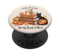 Witch's Book Club Spooky legge vibrazioni Halloween autunno autunno PopSockets PopGrip Adesivo