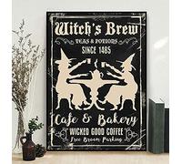 Witch's Brew Cafe & Bakery Wicked Good Coffee Halloween senza cornice/decorazione da parete targa artistica da parete poster in metallo 20 x 30 cm