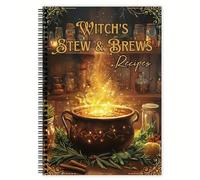 Witch's Stew & Brews Decipes : 50 Ricette incantate per Corpo e Anima, Libro di Cucina a Spirale di Halloween, Ricette di Cibo per Feste di Halloween Witch per Feste, Regalo per Le Streghe (1Pcs)