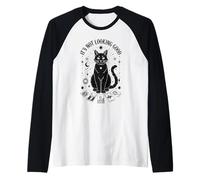 Witchy Black Gothic Cat Tarocchi Carta Divertente Cat LoVer Maglia con Maniche Raglan