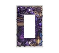 Witchy Cat Mistico Citazione Fantasioso Singolo Rocker Interruttore Luce | Fantasioso motivo gatto strega, simboli celesti e occulti, stile artistico fantasy scuro, pozione mistica e immagini di