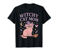 Witchy Cat Mom Carino Occulto Estetica Halloween Vibes Maglietta