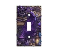 Witchy Cat Mystical Citazione Fantasioso interruttore a levetta piastra | Fantasioso motivo gatto strega, simboli celesti e occulti, stile artistico fantasy scuro, pozione mistica e immagini di