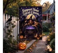 Witchy Coven - Bandiera da giardino con calderone e citazione streghe, 30,5 | Stregoneria tema, Bandiera prato, Calderone Illustrazione, Mistico Luna Sfondo, Folklore Estetica, Outdoor Yard Sign