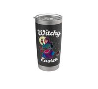 Witchy Easter - Strega, gatto nero e cielo stellato Bicchiere termico in acciaio inox doppia parete