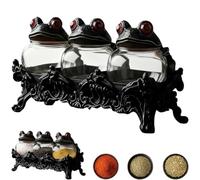 Witchy Frog Apothecary Spice Jars, Gothic Food Storage Containers, Unique Witchy Kitchen Jars for Spices, Herbs, Tea & Salts, Handcrafted Vintage Home Decor Set (1)