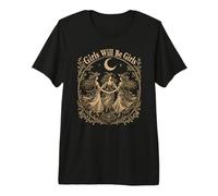 Witchy Girls Vintage Victorian Coven Luna Witchcore Magic Maglietta Premium