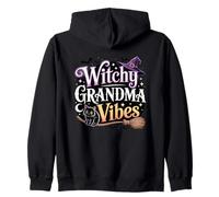 Witchy Grandma Vibes - Scopa con gatto e luna crescente Felpa con Cappuccio