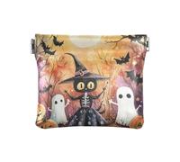 Witchy Halloween Black Bats PU Leather Change Purse Unico Mini Portafoglio per Uomo Donna Viaggio