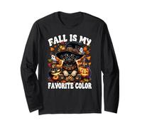Witchy Halloween Fall Is My Favorite Color Pug Halloween Maglia a Manica