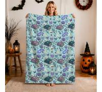 Witchy Mystical Magia Libro di Magie e Pozioni Bottiglie Coperta 101,6 x | Coperta da divano, decorazione strega, estetica gotica, stampa pixel, accenti mistici per la casa