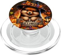 Witchy Pomeranian Puppy In Black Witch Hat Happy Halloween PopSockets PopGrip per MagSafe