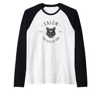 Witchy Salem Halloween Women 1692 mistica Strega Gatto Nero Maglia con Maniche Raglan