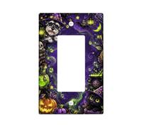 Witchy Schnauzer e Cat Halloween Singolo Rocker Interruttore Della Luce | Fantasioso tema strega, bottiglie di pozione mistica, zucche Jack O lanterna, accenti neon vivaci, atmosfera magica