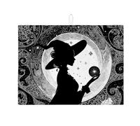 Witchy - Tappetino scolapiatti per bancone della cucina, elegante tappetino assorbente in microfibra mistica per decorazione di Halloween, 45,7 x 61 cm