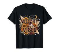 Witchy Vibes Celeste Girasole Teschio Bohemian Halloween Maglietta
