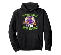 Witchy Wards e Mop Scuola di Magia Pulitore Halloween Felpa con Cappuccio