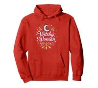 Witchy Woman: Incantesimo Mistico di Luna e Scopa Felpa con Cappuccio, Unisex per Adulti, Rosso, L